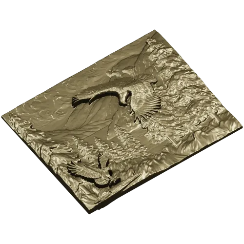 Полёт орлов в горах - рельефная 3D модель STL для ЧПУ
