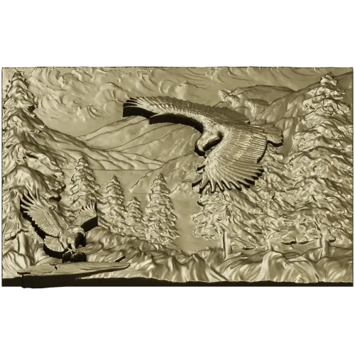 Полёт орлов в горах - рельефная 3D модель STL для ЧПУ