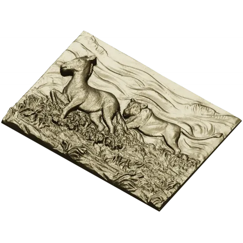 Панно "Погоня саванны" - 3D STL модель для ЧПУ