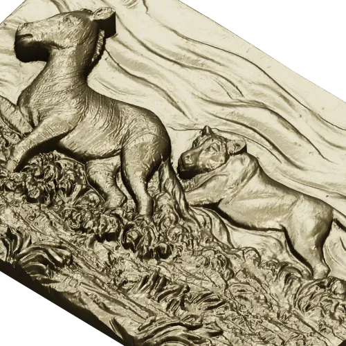Панно "Погоня саванны" - 3D STL модель для ЧПУ