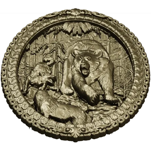 Bear Hunt Relief Medallion STL