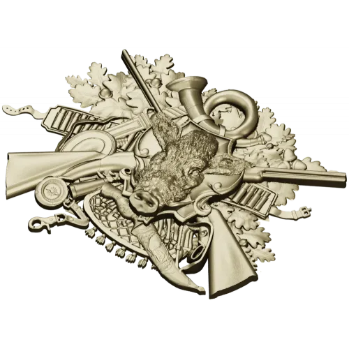 Охотничье панно с кабаном - STL 3D модель для ЧПУ