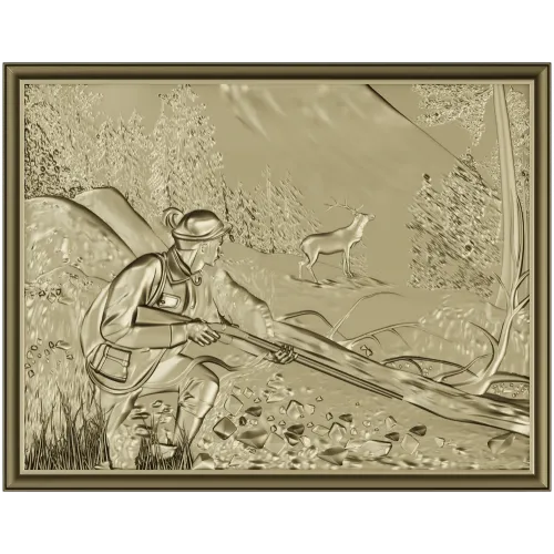 Hunter's Vigil - detailed bas-relief STL for CNC
