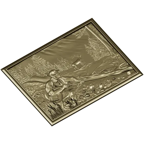 Hunter's Vigil - detailed bas-relief STL for CNC