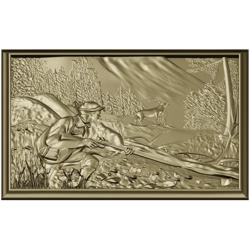 Hunter's Vigil - detailed bas-relief STL for CNC