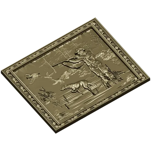 3D модель рельефной панели "Утиная охота" - STL для ЧПУ