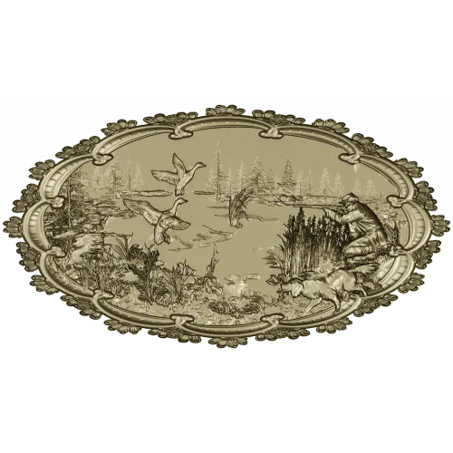 Lakeside Hunt - High Relief Oval STL for CNC