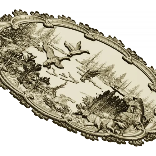 Lakeside Hunt - High Relief Oval STL for CNC