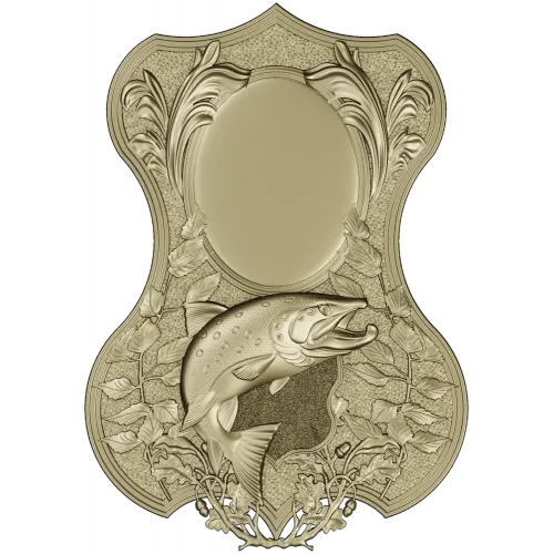 Trout Trophy Shield - STL 3D model for CNC milling