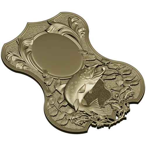 Trout Trophy Shield - STL 3D model for CNC milling