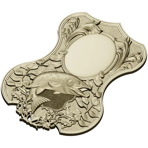 Trout Trophy Shield - STL 3D model for CNC milling