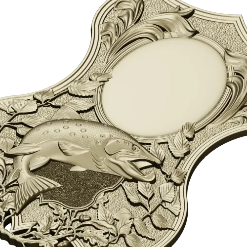 Trout Trophy Shield - STL 3D model for CNC milling