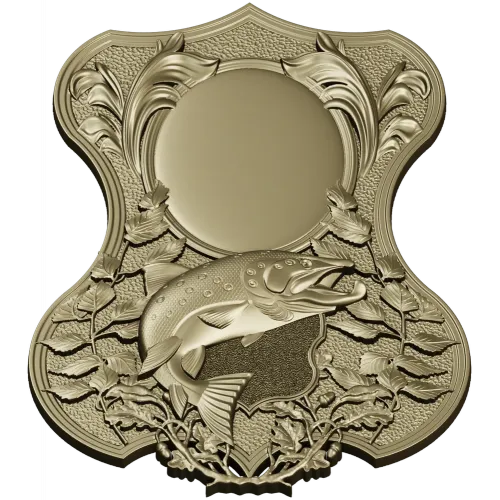Trout Trophy Shield - STL 3D model for CNC milling