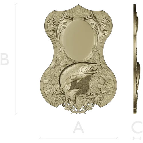 Trout Trophy Shield - STL 3D model for CNC milling
