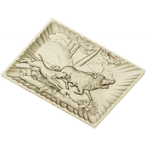 Wolf and Hounds Relief - STL 3D Model for CNC
