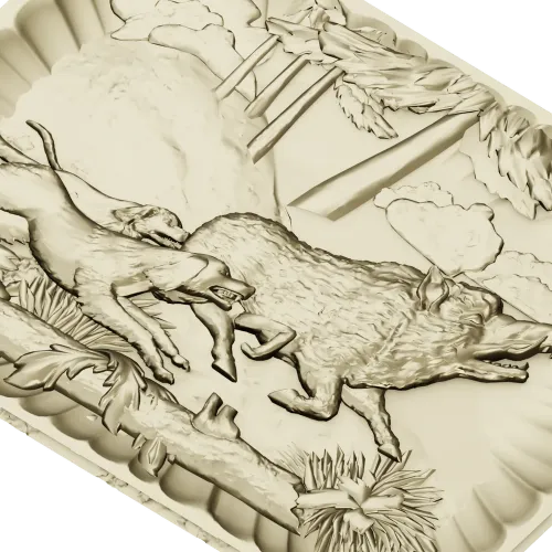 Wolf and Hounds Relief - STL 3D Model for CNC