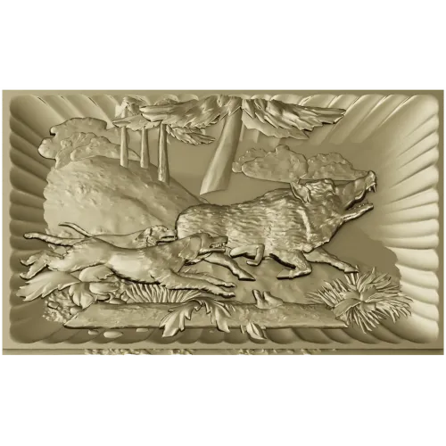 Wolf and Hounds Relief - STL 3D Model for CNC
