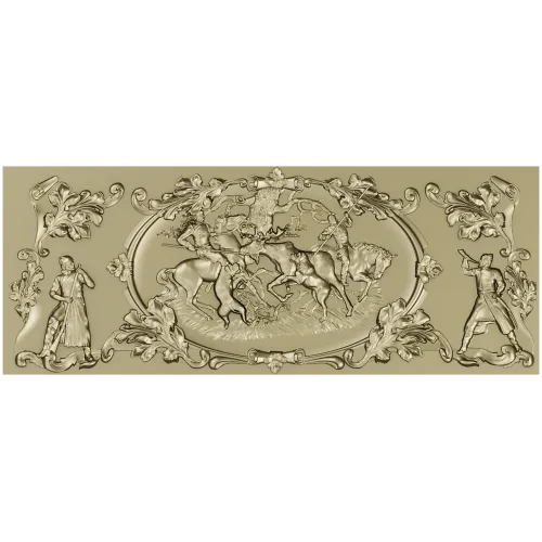 Baroque Hunting Panel - STL 3D Model for CNC