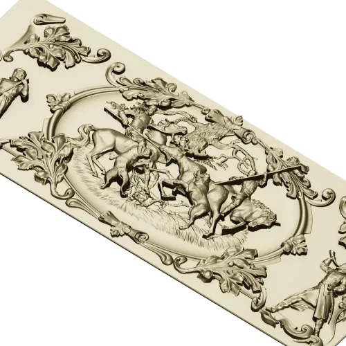 Baroque Hunting Panel - STL 3D Model for CNC