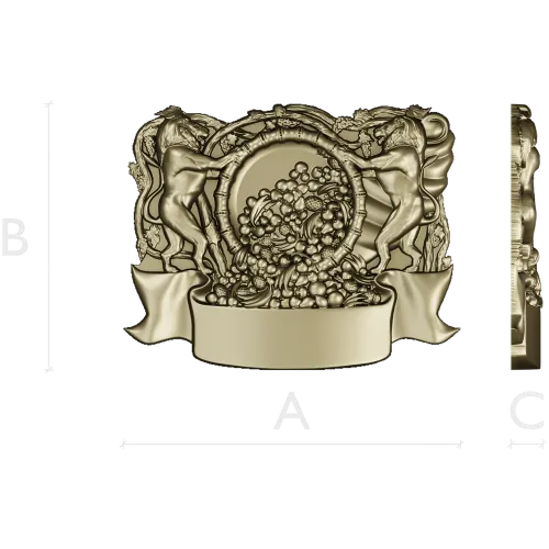 Heraldic Cornucopia Decorative Relief STL