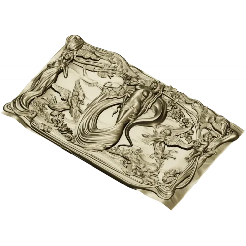 Art Nouveau Nymph Decorative Panel 3D STL for CNC