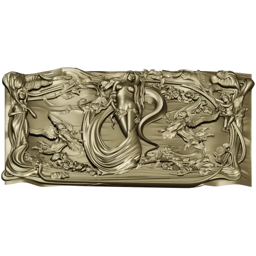 Art Nouveau Nymph Decorative Panel 3D STL for CNC