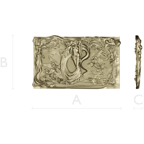 Art Nouveau Nymph Decorative Panel 3D STL for CNC