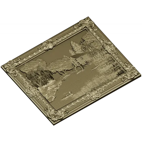 Панно "Мельничный пруд" - 3D модель STL для ЧПУ