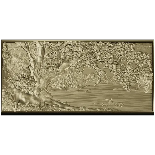 Тихая заводь - 3D модель STL для ЧПУ, панно-рельеф