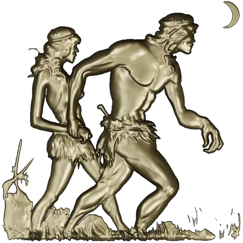 Primeval Walkers - high-relief STL model for CNC wood carving
