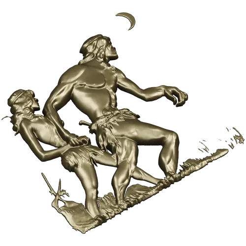 Primeval Walkers - high-relief STL model for CNC wood carving
