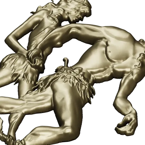 Primeval Walkers - high-relief STL model for CNC wood carving