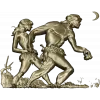 Primeval Walkers - high-relief STL model for CNC wood carving