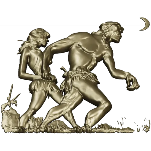 Primeval Walkers - high-relief STL model for CNC wood carving