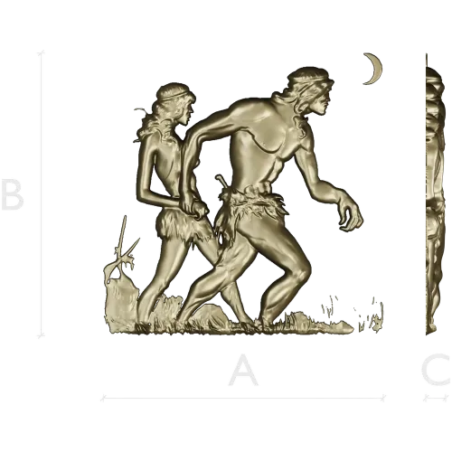Primeval Walkers - high-relief STL model for CNC wood carving