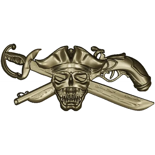 Pirate Skull Emblem STL for CNC