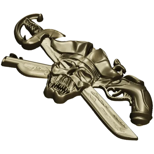 Pirate Skull Emblem STL for CNC