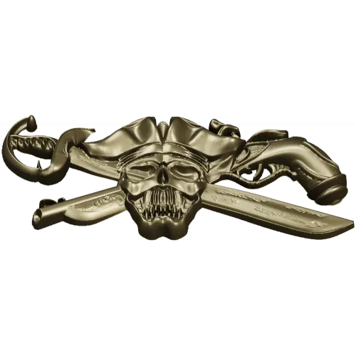 Pirate Skull Emblem STL for CNC