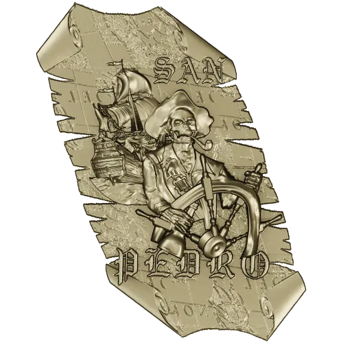 Pirate Captain Bas-Relief STL 3D Model for CNC