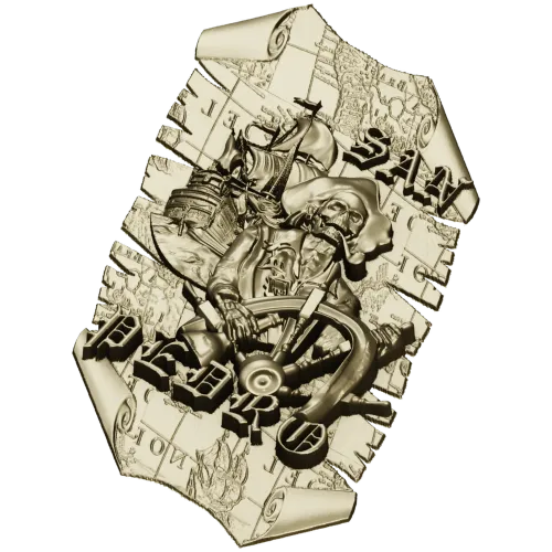 Pirate Captain Bas-Relief STL 3D Model for CNC
