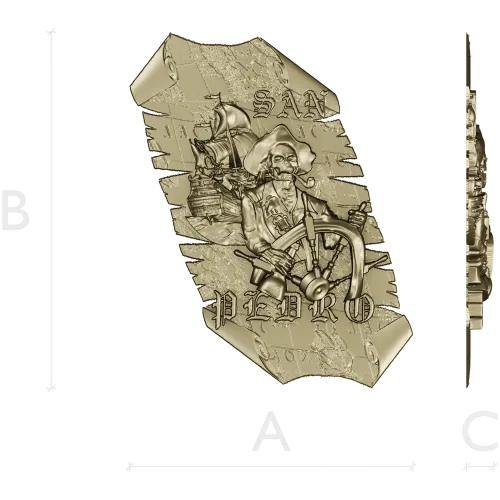 Pirate Captain Bas-Relief STL 3D Model for CNC