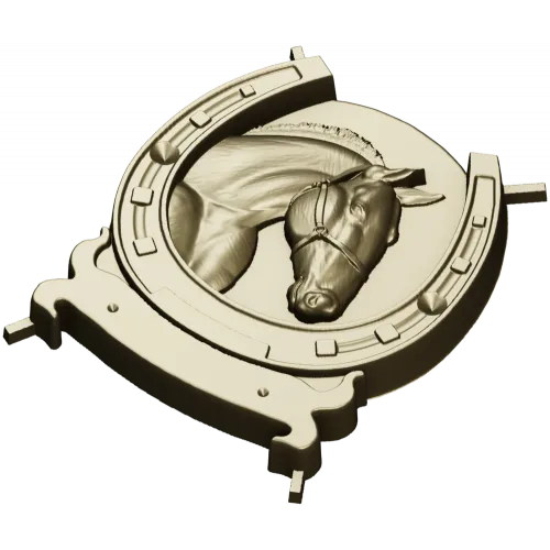 Horseshoe Horse Head Relief STL