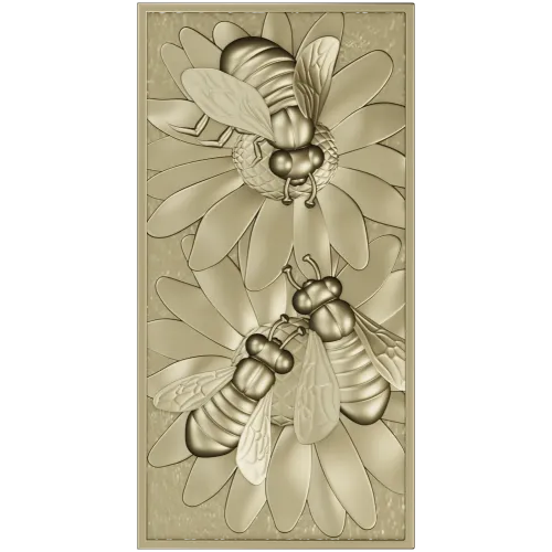 Bees on Daisies - High-Relief STL Panel for CNC