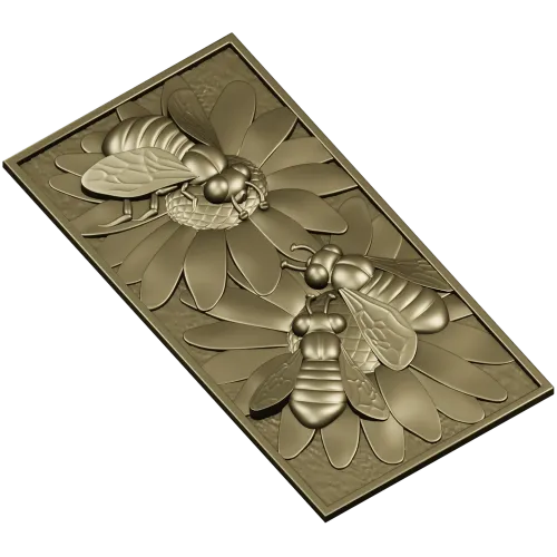 Bees on Daisies - High-Relief STL Panel for CNC