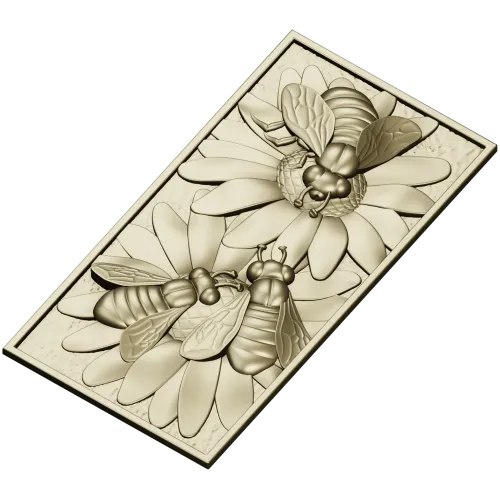 Bees on Daisies - High-Relief STL Panel for CNC