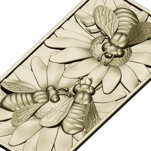 Bees on Daisies - High-Relief STL Panel for CNC