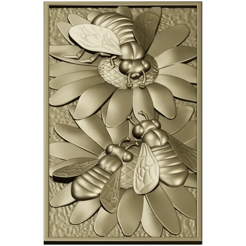 Bees on Daisies - High-Relief STL Panel for CNC