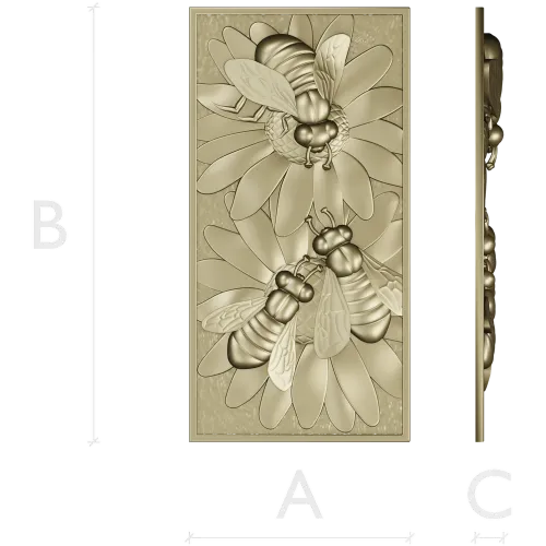 Bees on Daisies - High-Relief STL Panel for CNC