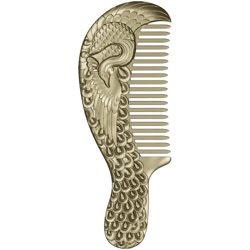 Ornate Phoenix Comb 3D STL for CNC carving