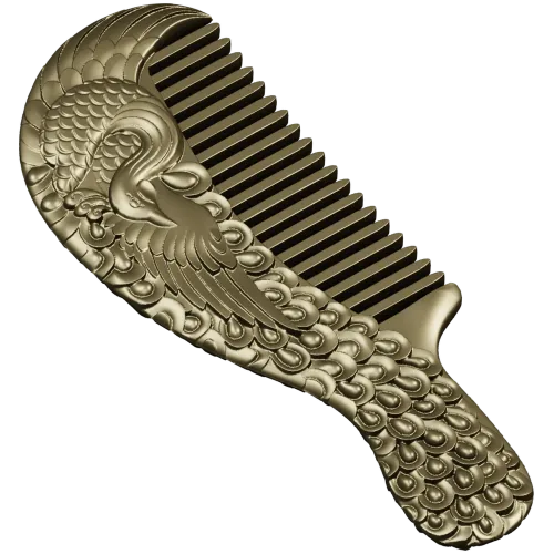 Ornate Phoenix Comb 3D STL for CNC carving